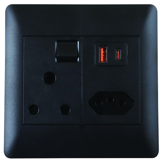 Lesco Apollo Socket 1x16AUSB AC 100x100 Saphire Black