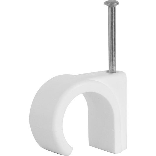 9MM ROUND CABLE CLIP WHITE
