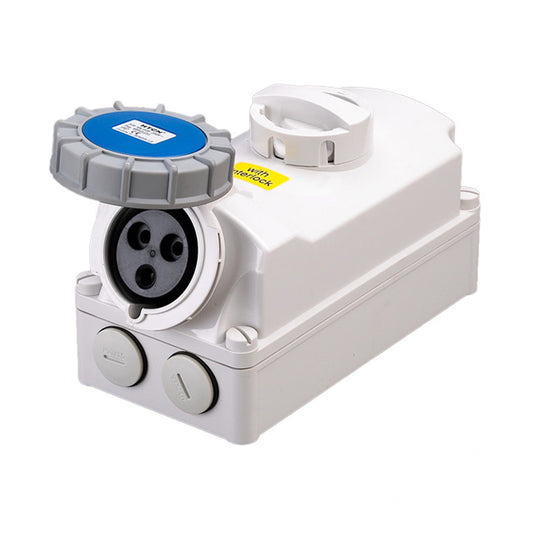 16A 3 Pin IP67 Switched Socket Surface Mount 230V