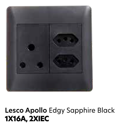 Lesco Apollo Socket 1x16A 2xNew Slim Saphire Black