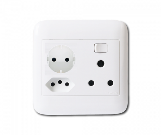 ONESTO ORACLE 4X4 1XRSA SWITCH SOCKET+ 1X NEW ZA SOCKET + 1X SCHUKO